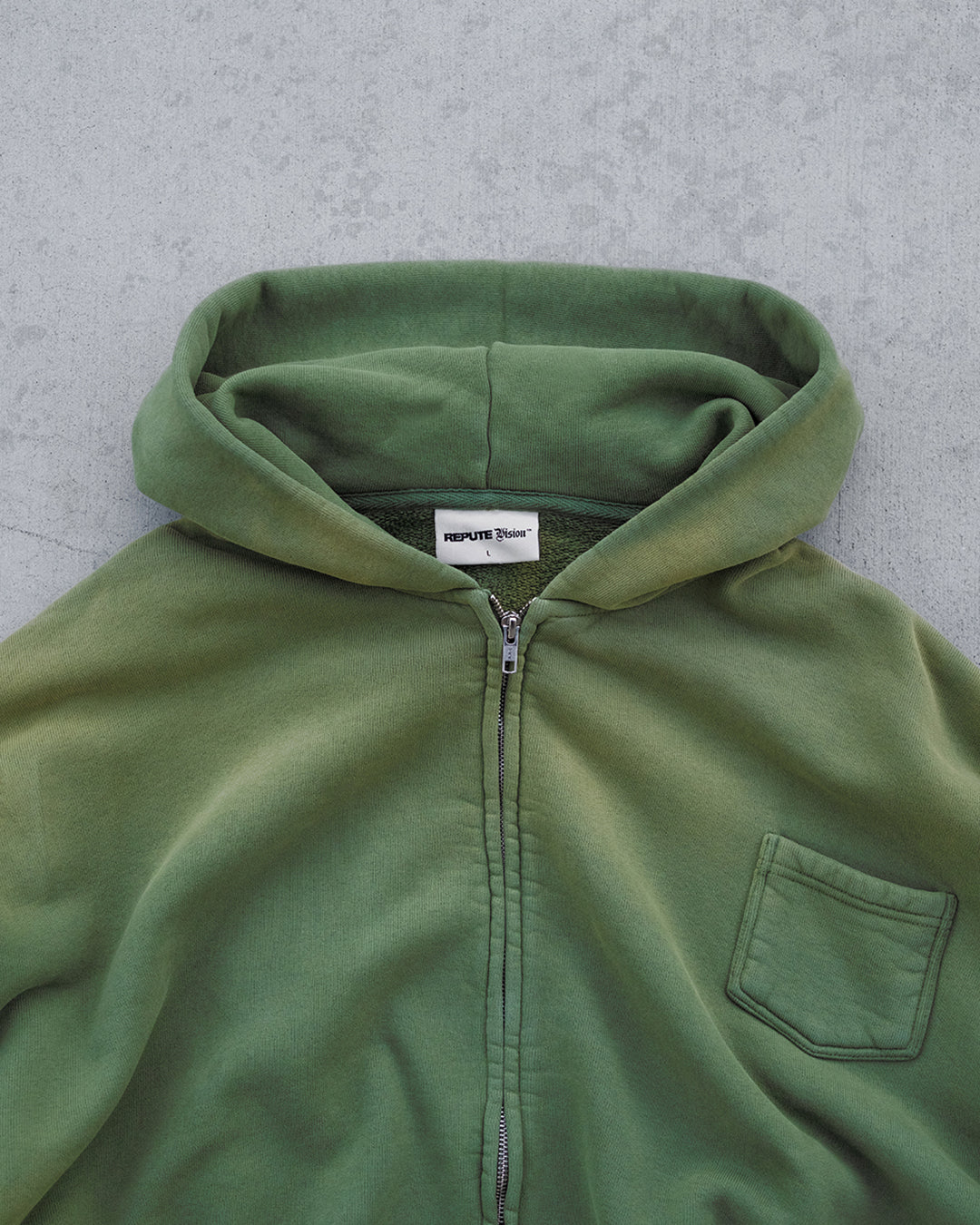 CROPPED FADED ZIP HOODIE KHAKI