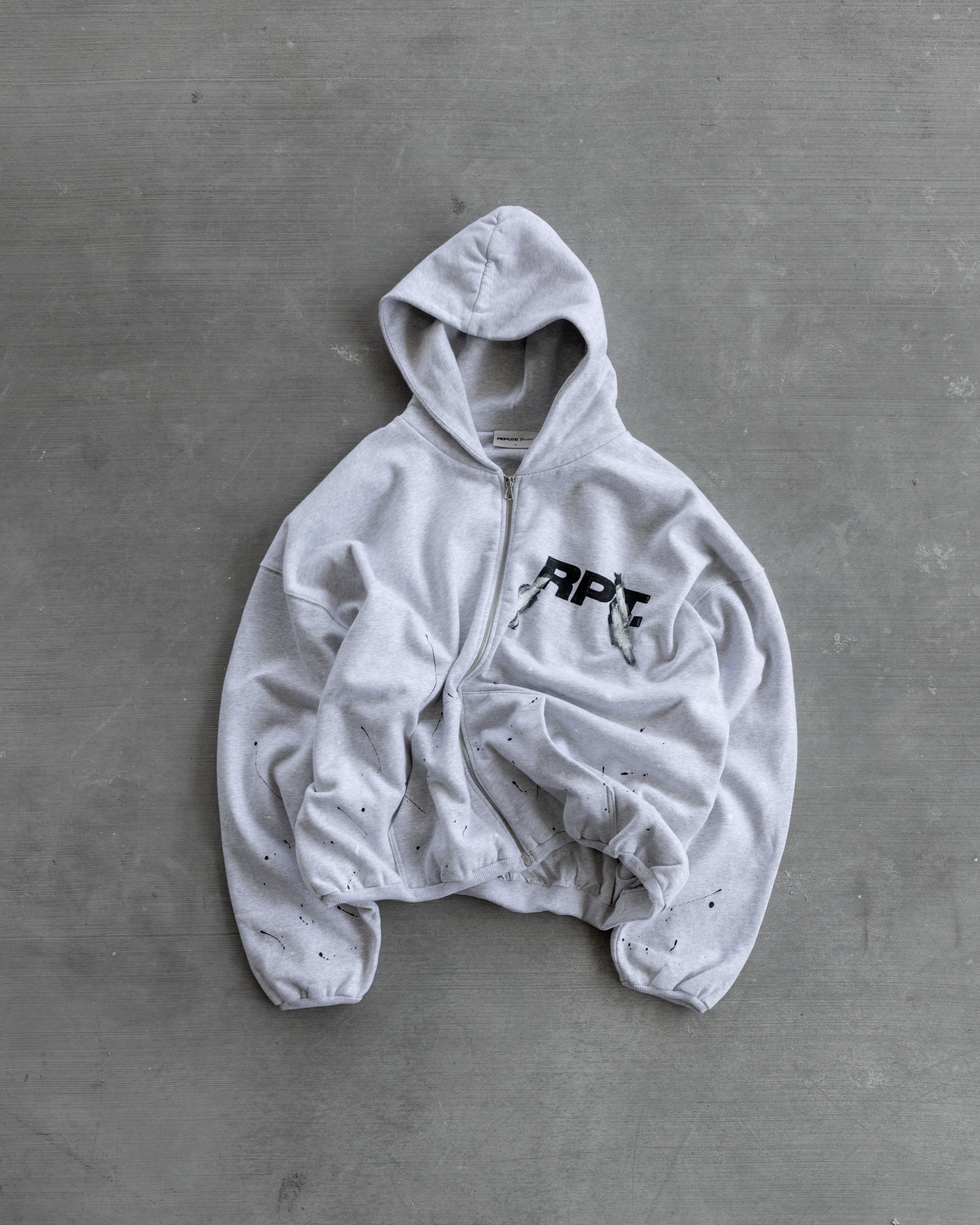 Double Layered Hoodie Melange Painted