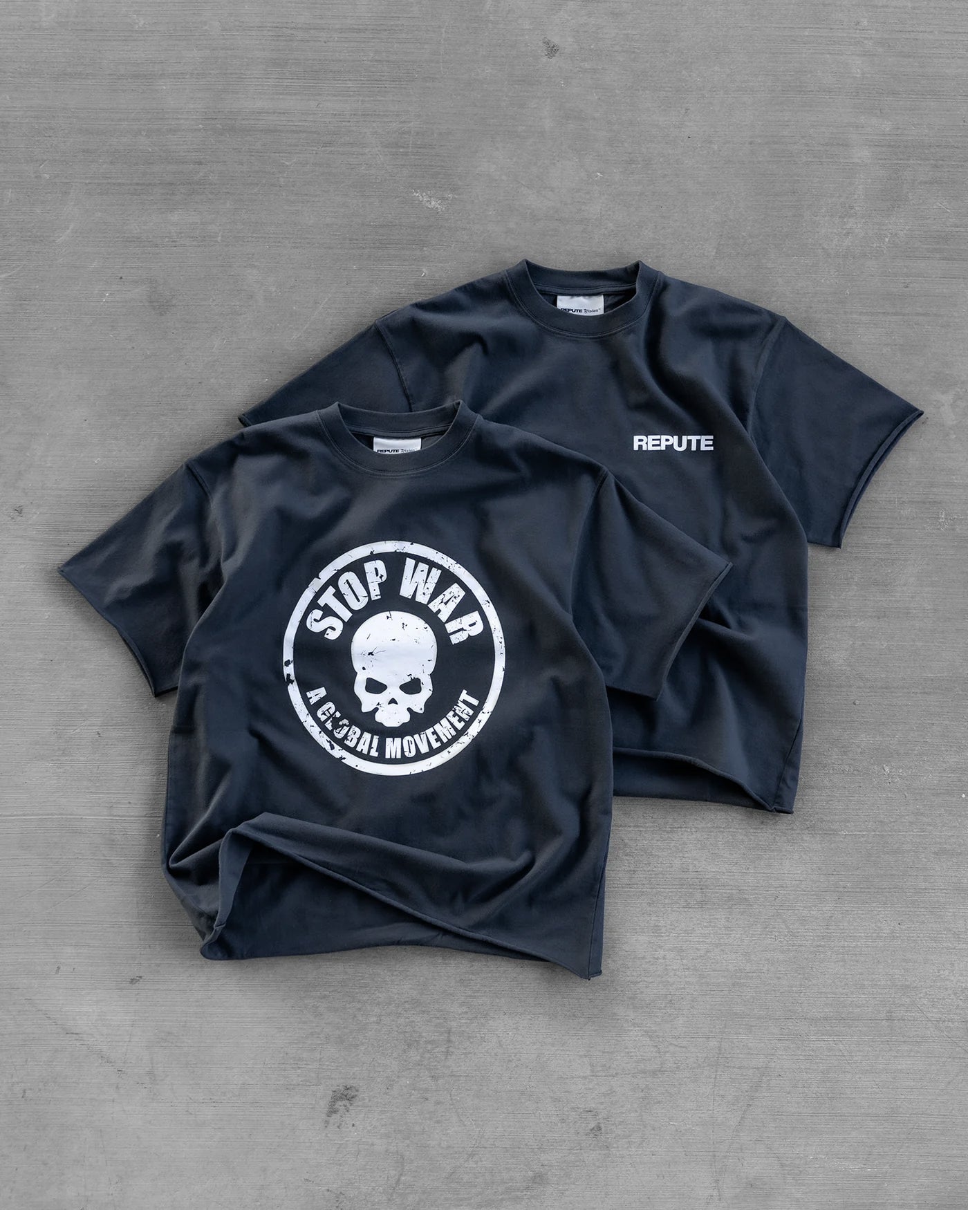 STOP WAR SKULL NAVY TEE