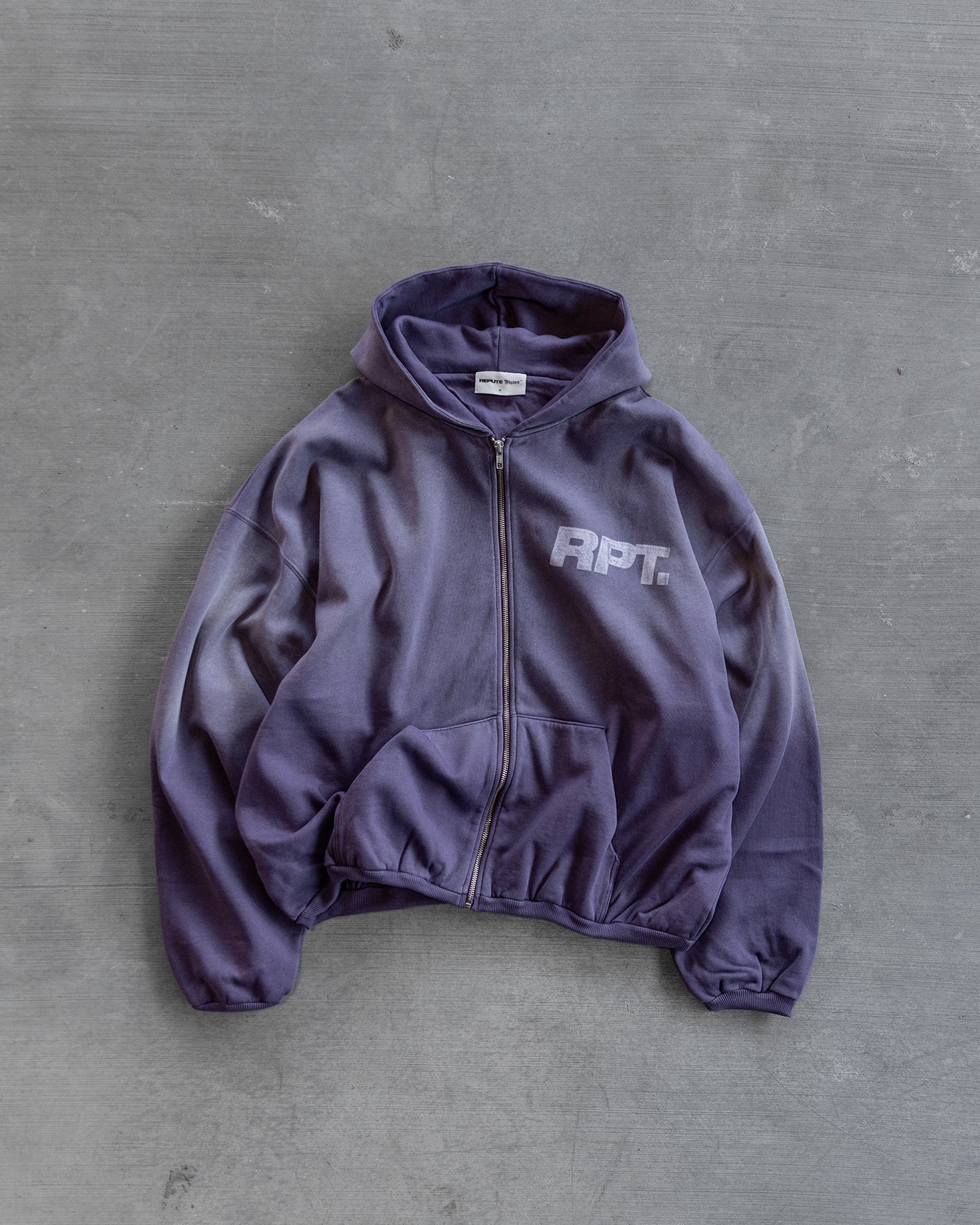 RPT DOUBLE LAYERED HOODIE PURPLE FADED